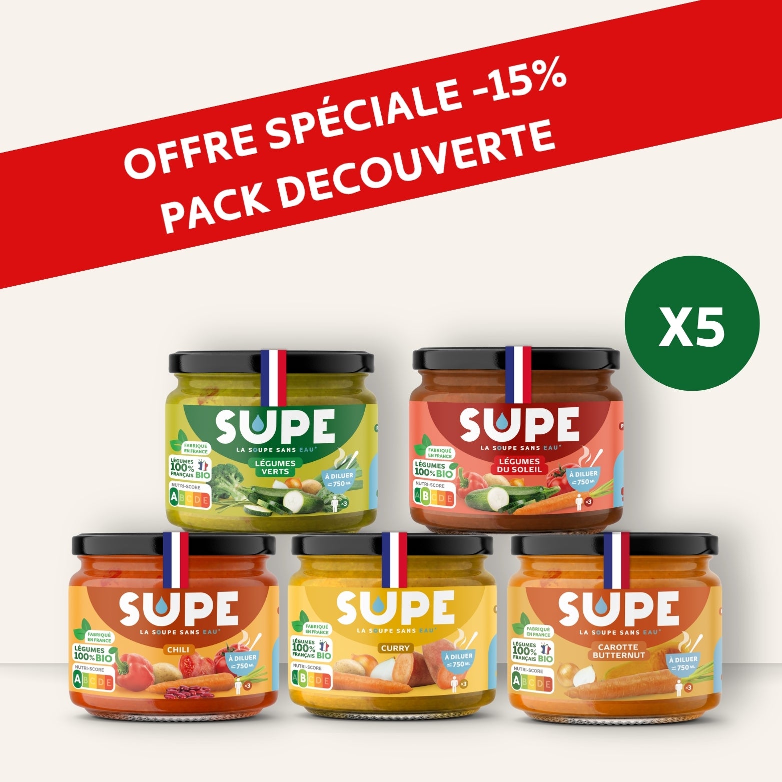 Pack découverte x 5 pots!