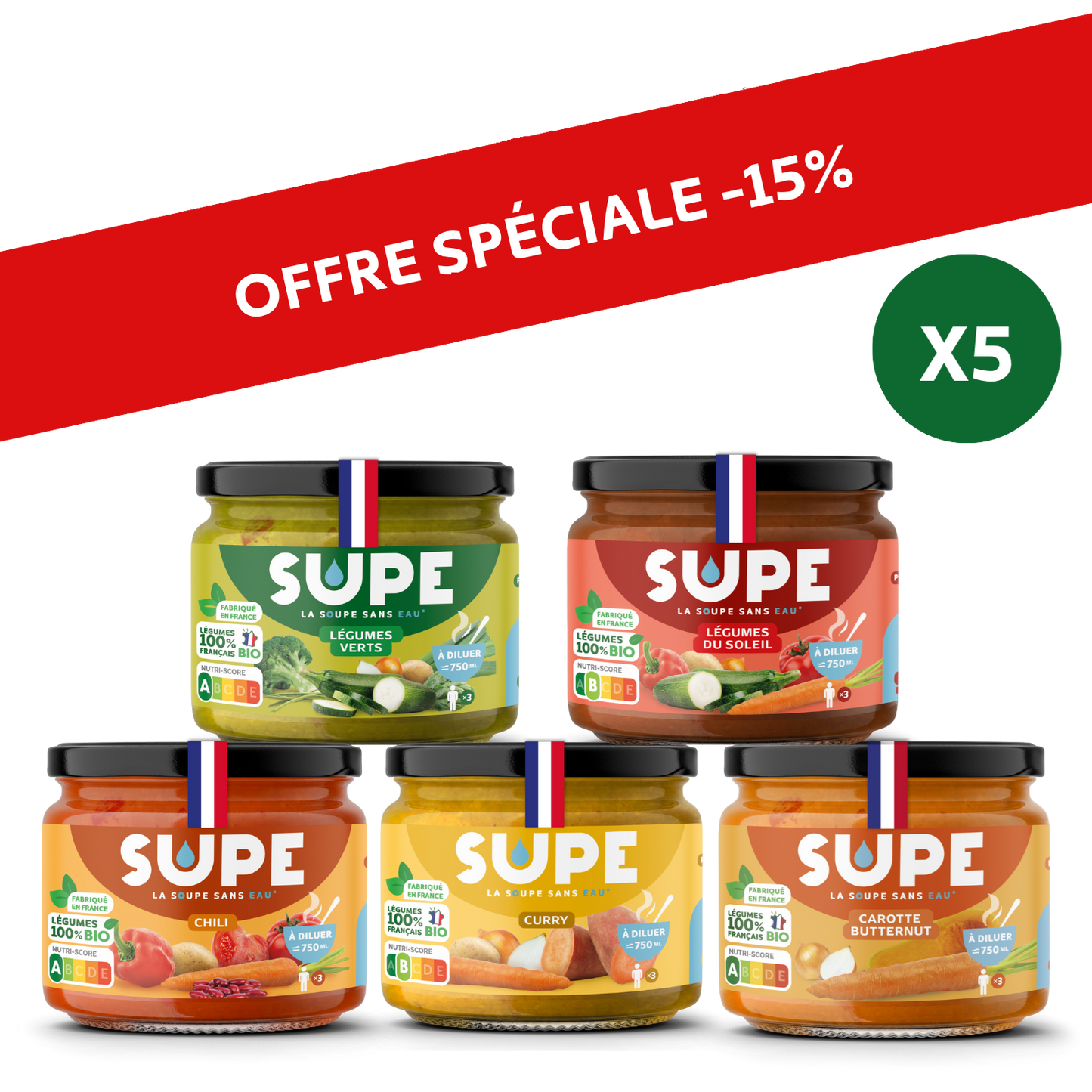 Pack découverte x 5 pots!